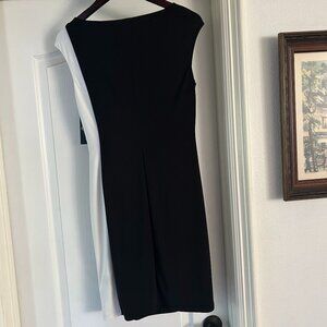 Chaps Women's Black Dress with Cream side drape New With Tags Medium
